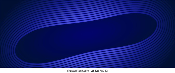 Abstract blue curved lines background.