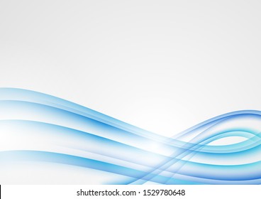 Abstract blue curved lines on a white background. Modern template for your design. Vector illustration