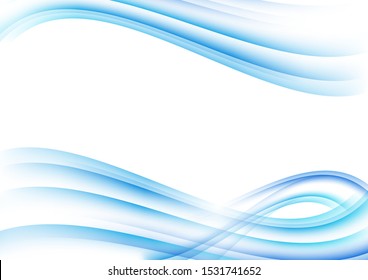 Abstract blue curved lines on a white background. Modern template for your design. Vector illustration