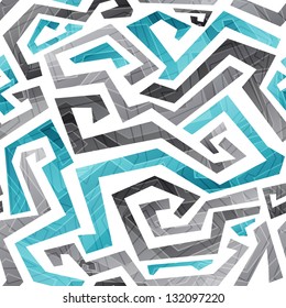 abstract blue curved lines seamless pattern