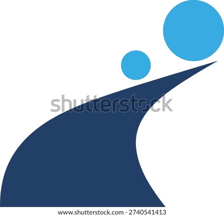 Abstract Blue Curved Path with Rolling Circles Business Logo Concept