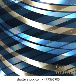 Abstract Blue Curved Pattern. Metallic Bronze Texture Structure. Vector Illustration
