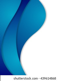 Resumen de ondas curvadas azules, líneas brillantes. Fondo ondulado del concepto de vector