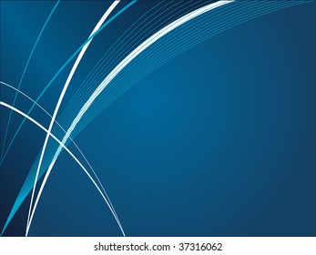 Abstract blue curves background with wave pattern