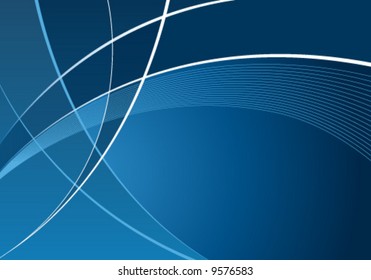 Abstract blue curves background with wave pattern