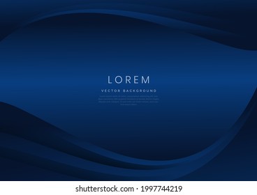 Abstract blue curves overlapping on dark blue background with copy space for text. You can use for ad, poster, template, business presentation, artwork. Vector illustration