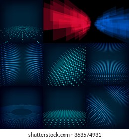 abstract blue and cyan vector background posters Template with gradient, circles and dots effect. Includes flares, mesh and halftone. Design pattern promotion, business and marketing glow illustration