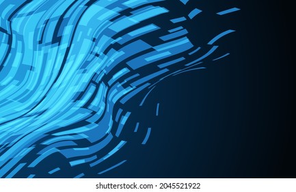 Abstract blue cyber data geometric wave technology on black design modern futuristic background vector illustration.