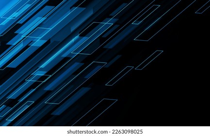 Abstract blue cyber geometric futuristic on black blank space design modern technology background vector illustration.