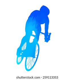 Abstract blue cyclist