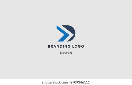 Abstract Blue D Arrow Logo Brand Identity