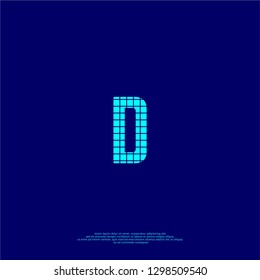 abstract blue D logo letter in square lines shape design concept