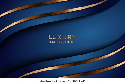 Abstract blue and dark overlapping layers background a combination with metalic texture line decoration. Luxury and premium concept vector design template for use element modern cover, banner, card