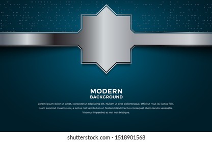 Abstract blue and dark overlapping layers background a combination with metalic texture line decoration. Luxury and premium concept vector design template for use element modern cover, banner, card