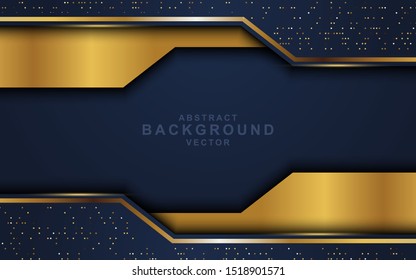 Abstract blue and dark overlapping layers background a combination with metalic texture line decoration. Luxury and premium concept vector design template for use element modern cover, banner, card