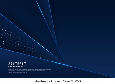 Resumen de fondo de superposición azul oscuro con elemento punto. Lujo líneas azules brillantes moderna ilustración vectorial de fondo futurista, para diseño de banner, afiche, publicidad