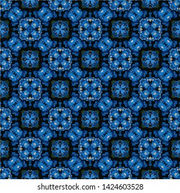 Abstract blue decorative islamic multicolor mosaic texture. Ornamental seamless pattern