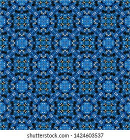 Abstract blue decorative islamic multicolor mosaic texture. Ornamental seamless pattern