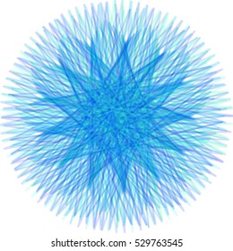 Abstract blue decorative spirograph circular element. Vector shape.