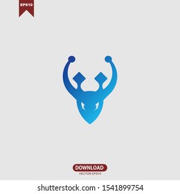 Abstract blue deer head logo vector design