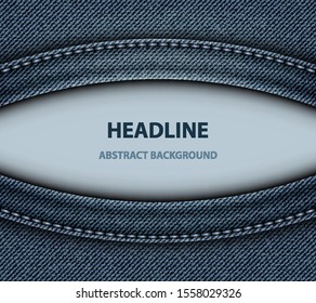 Abstract blue denim background with hole.
