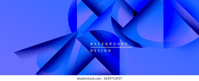 Abstract blue design features dynamic shapes, gradients. Modern aesthetic suitable for digital backgrounds, presentations. Vivid colors create depth.