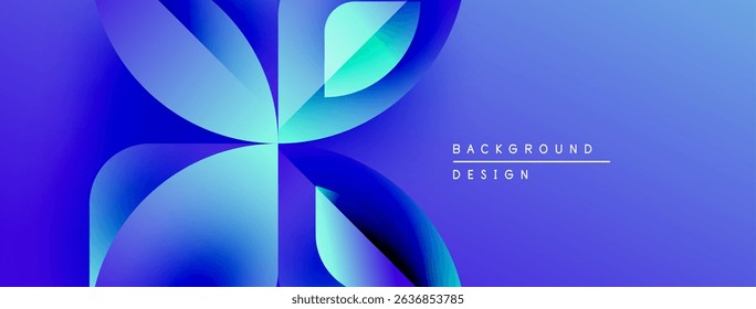 Abstract blue design features flowing shapes. Gradient colors create dynamic visual effect. Modern background suitable for presentations.