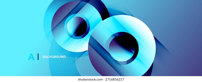 Abstract blue design features flowing shapes, gradients, modern aesthetic. Minimalist composition suitable for backgrounds, digital art.