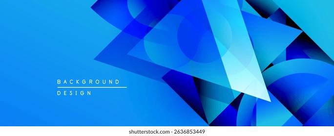 Abstract blue design features geometric shapes, gradients, dynamic composition. Modern background suitable for digital projects.