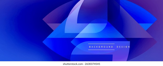 Abstract blue design features layered shapes, gradients, dynamic composition. Modern aesthetic suitable for backgrounds, presentations.