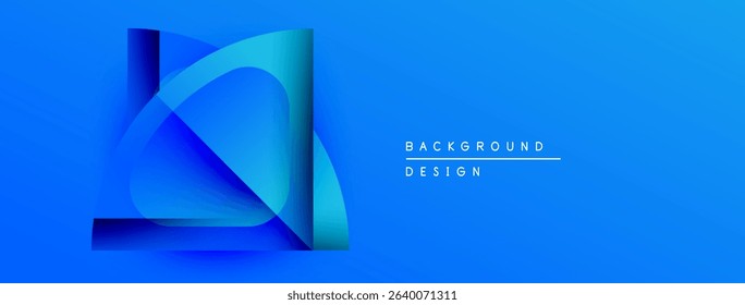 Abstract blue design features layered ribbons. Gradient creates depth, modern aesthetic. Text reads background design. Simple, clean composition.
