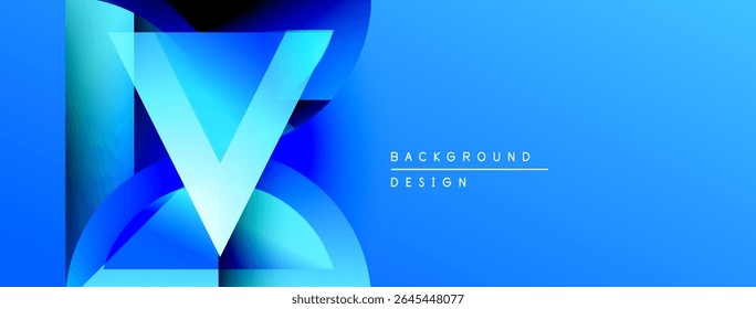 Abstract blue design features layered shapes forming letter X. Gradient background adds depth, modern aesthetic. Minimal text present.