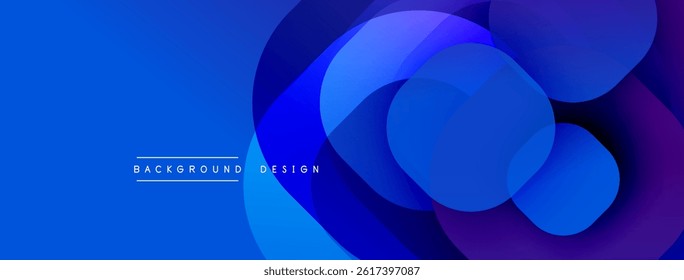 Abstract blue design features overlapping circles. Gradient shades create depth, modern aesthetic. Minimalist composition, vibrant colors.