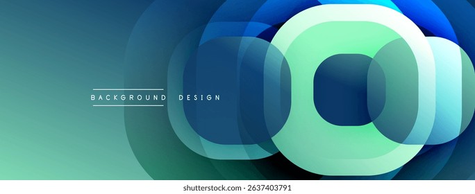 Abstract blue design features overlapping circles, gradients. Modern aesthetic, suitable for backgrounds, presentations. Minimalist style.