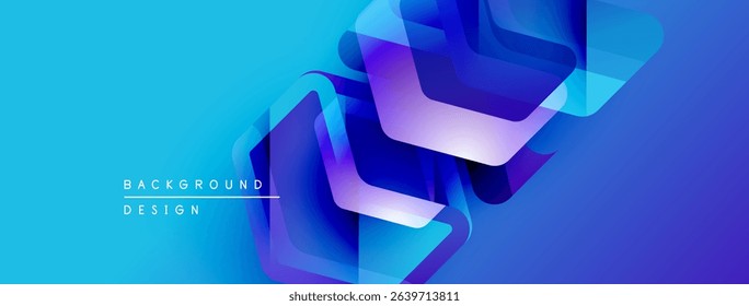 Abstract blue design features overlapping geometric shapes. Gradient colors create dynamic visual effect. Modern background suitable for digital projects.