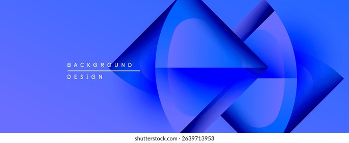 Abstract blue design features overlapping shapes, gradients, dynamic composition. Modern aesthetic suitable for backgrounds, presentations.