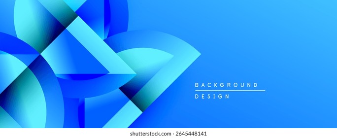 O design azul abstrato apresenta formas sobrepostas, gradientes. Estética moderna adequada para fundos, apresentações. O esquema de cores vívidas cria um impacto visual dinâmico.