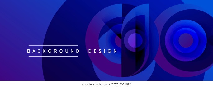 El diseño azul Abstractas presenta círculos superpuestos, Gradientes. El texto lee el fondo y el diseño. Composición visual moderna y vibrante.
