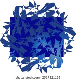 Diseño azul Abstractas con patrones geométricos fragmentados que crean un efecto de ilusión óptica. La intrigante simetría lo hace ideal para fondos modernos y proyectos creativos digitales.