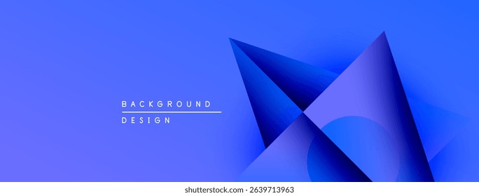 Abstract blue design. Geometric shapes overlap, creating dynamic visual effect. Gradient background adds depth, modern aesthetic.