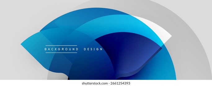 Abstract blue design. Layered shapes create dynamic flow, modern aesthetic. Subtle gradients enhance visual appeal. Minimalist composition.