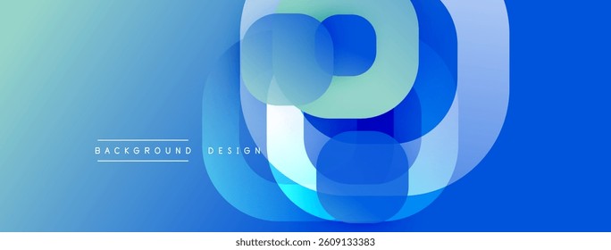 Abstract blue design. Overlapping circles create dynamic visual effect. Gradient shades add depth. Modern, clean aesthetic. Perfect backdrop for presentations.
