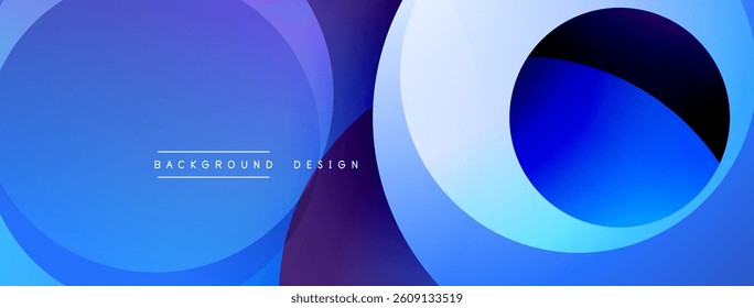 Abstract blue design. Overlapping circles create dynamic gradient effect. Modern aesthetic, suitable for backgrounds, presentations, branding. Smooth transitions, vibrant colors.