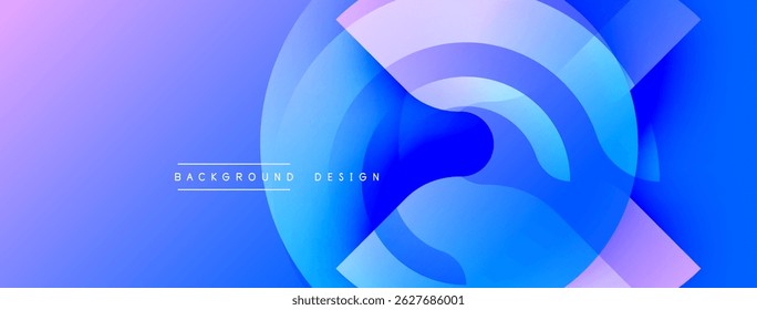 Projeto azul abstrato. Círculos sobrepostos criam um efeito visual dinâmico. Cores de gradiente sugerem profundidade, estética moderna. Texto mínimo presente.