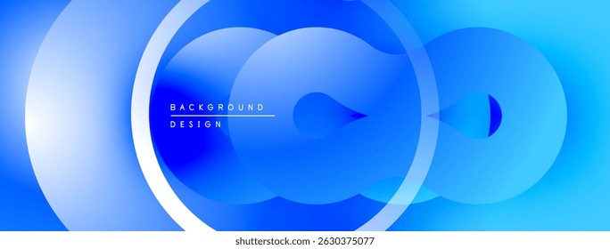 Abstract blue design. Overlapping circles create dynamic visual effect. Modern, clean aesthetic suitable for backgrounds.
