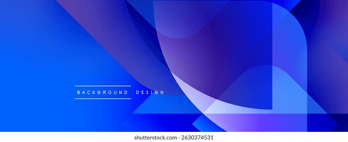 Abstract blue design. Overlapping shapes create dynamic visual effect. Gradient colors provide depth, modern aesthetic.