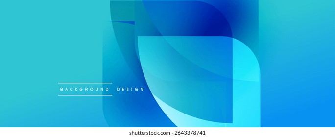 Abstract blue design. Overlapping shapes create dynamic visual effect. Smooth gradients, modern aesthetic. Minimal text present.
