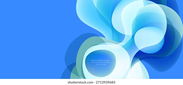 Abstractas diseño azul. Las Formas superpuestas crean un flujo visual dinámico. Estética moderna, adecuada para fondos, presentaciones.