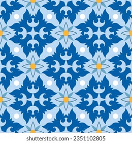 Abstract blue design seamless pattern in Thai style. 