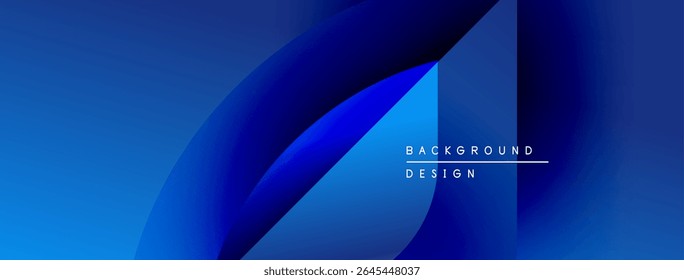 Abstract blue design. Smooth shapes overlap creating dynamic visual effect. Text reads background design. Modern aesthetic.